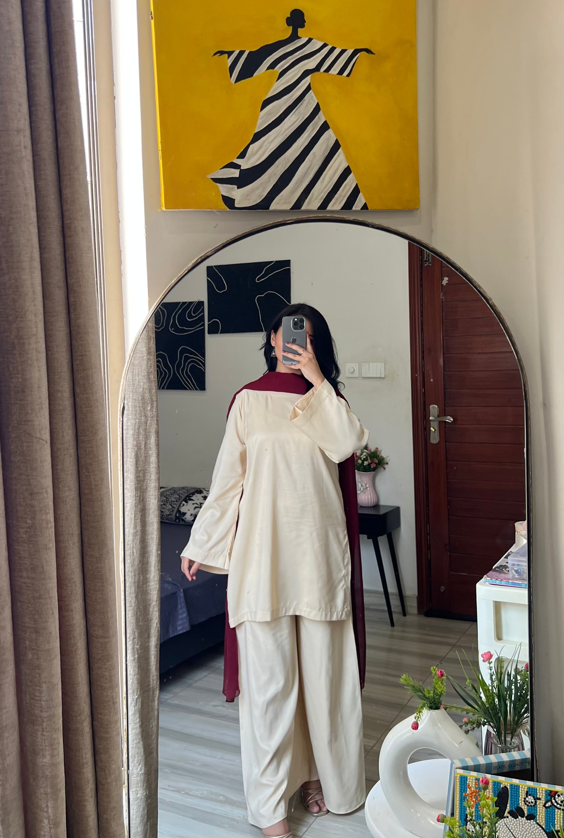Beige Flared Plazo