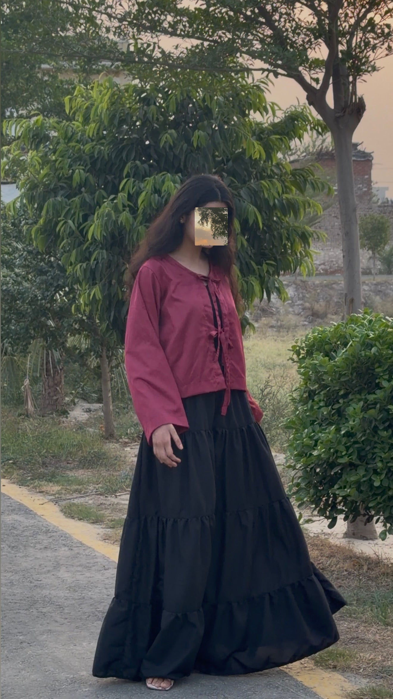 Mehroon Bow Crop Top