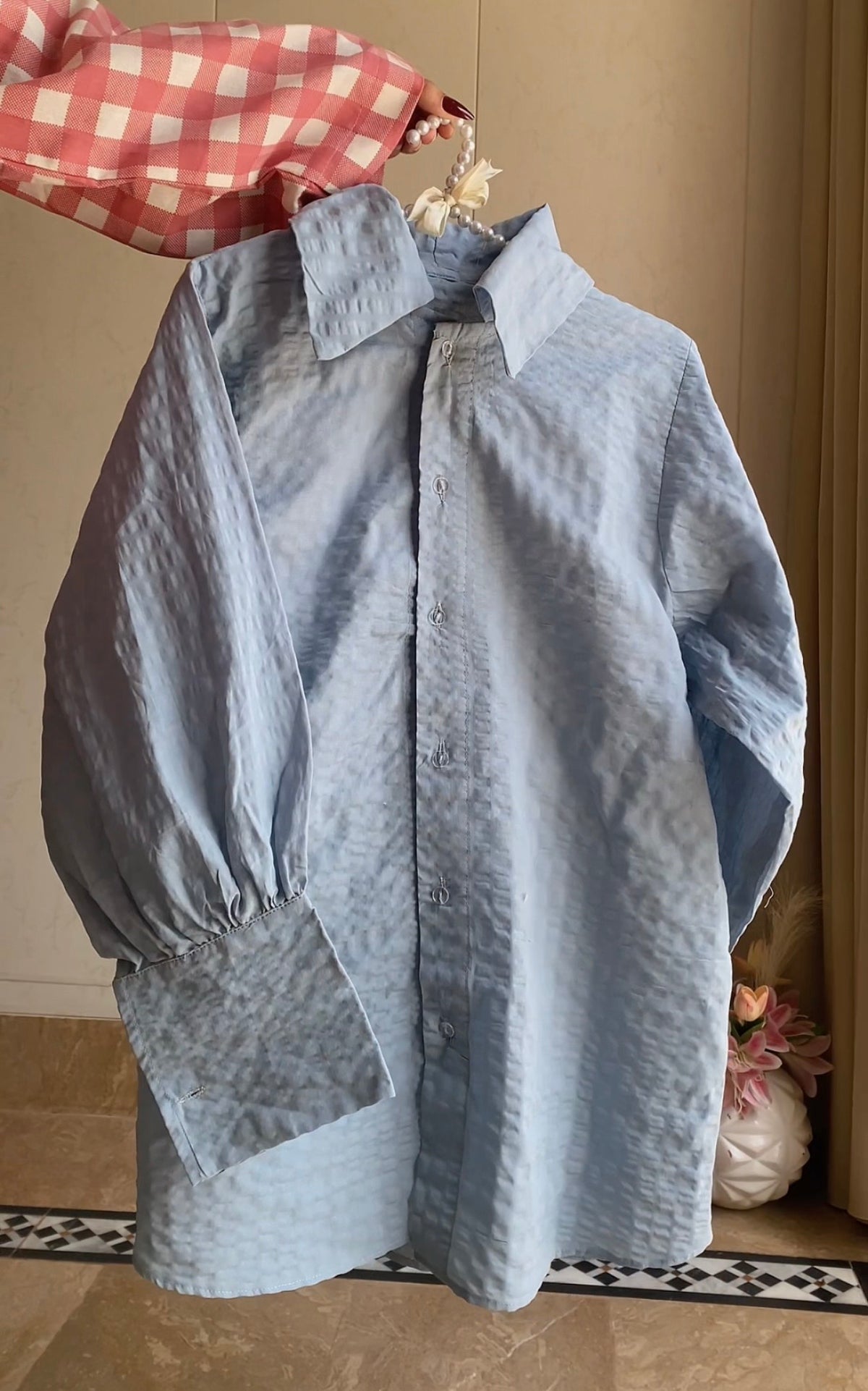 Sky textured Button Down