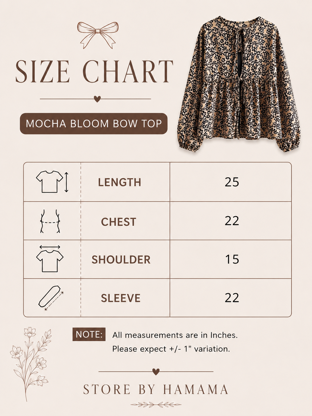 Mocha Bloom Bow Top