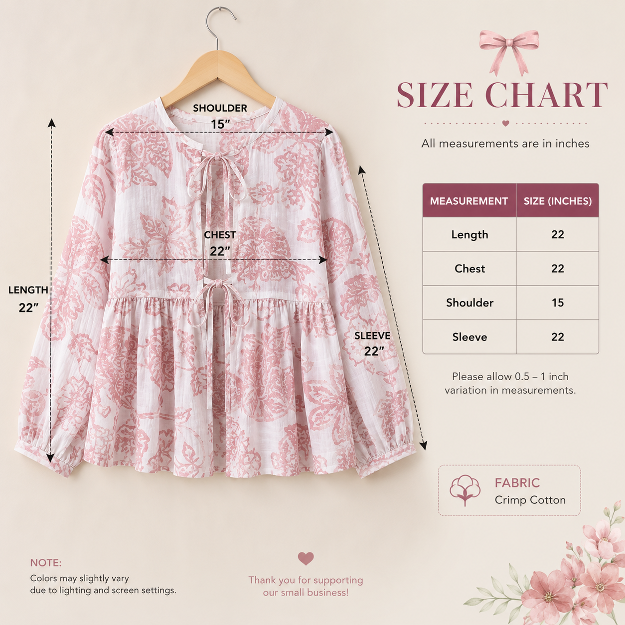 Pink Meadow Bow Top