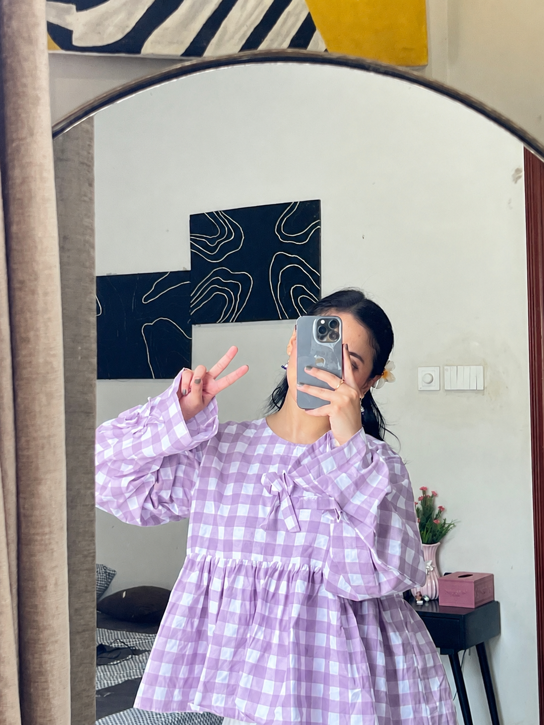 Purple Check Top