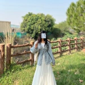 Navy Tie-Waist Striped Top