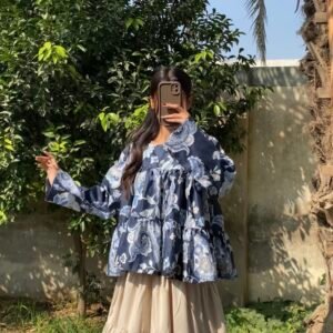 Navy blue floral kurti