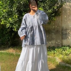 Dusky blue printed kurti