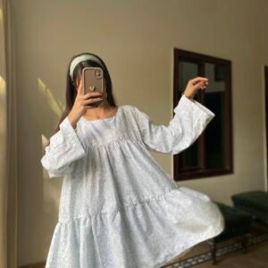 Green leaf white kurti