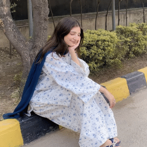 Blue Floral Farshi Shalwar