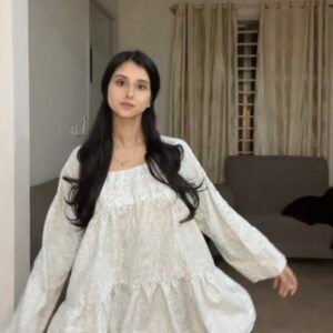 Green leaf white kurti