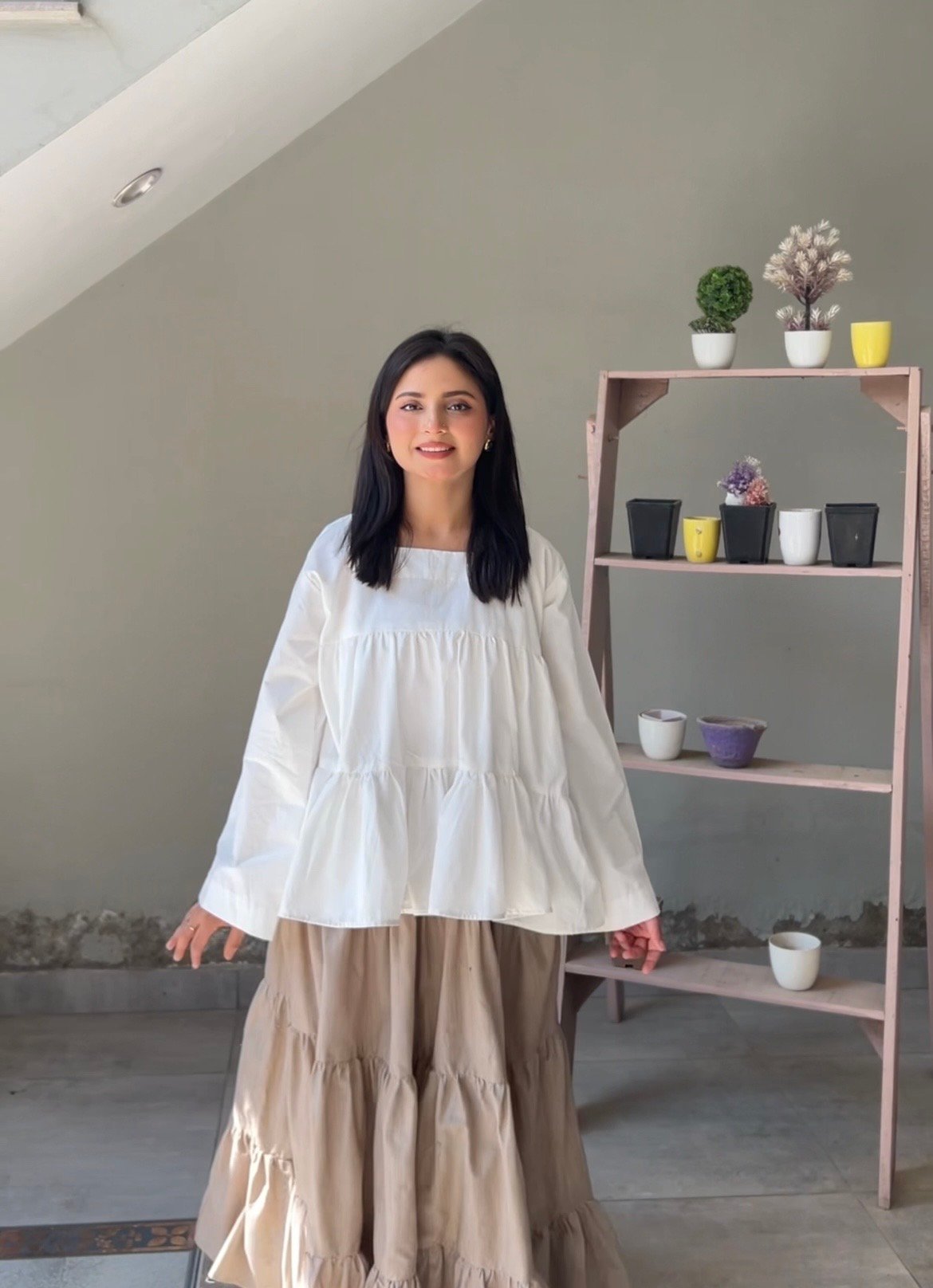 Two Tier White Kurti - Image 2