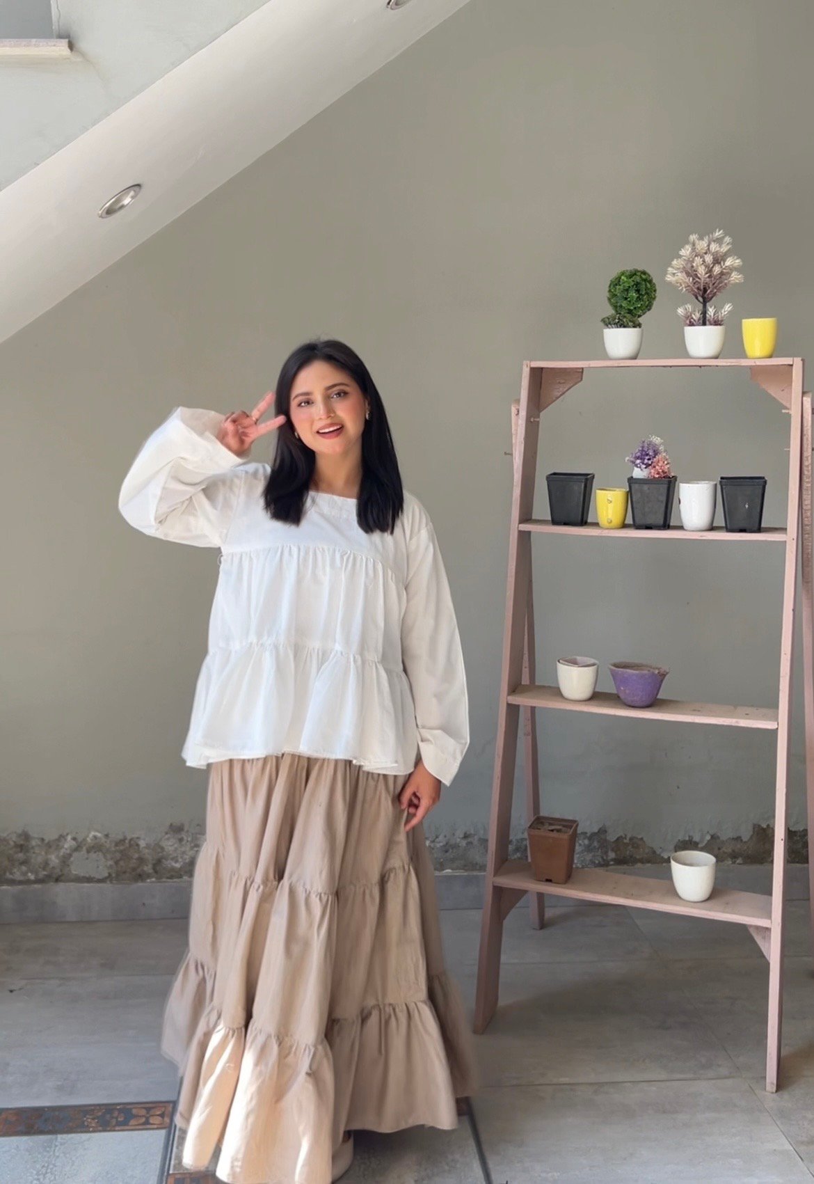 Two Tier White Kurti