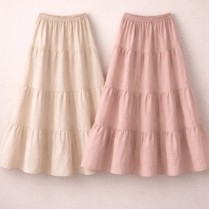 Pink and off white beige skirt