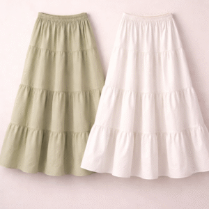 White and light green skirt