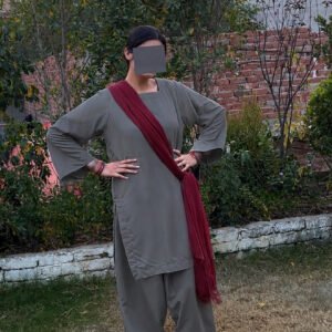 Grey Kameez With Farshi Shalwar