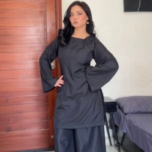 Black kameez with Flared plazo