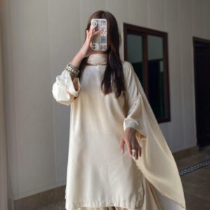 Cream Beige Kameez With Farshi Shalwar