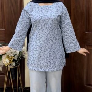 Ice Blue Floral Kurti