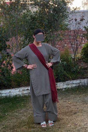 Grey Kameez With Farshi Shalwar