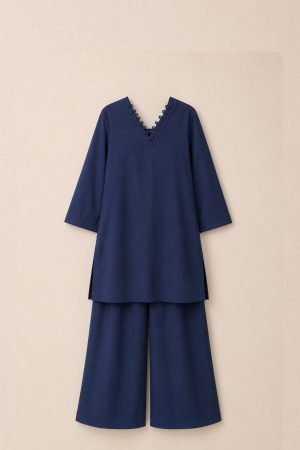 Navy Blue Kameez With Farshi Shalwar