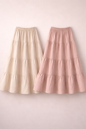 Pink and off white beige skirt