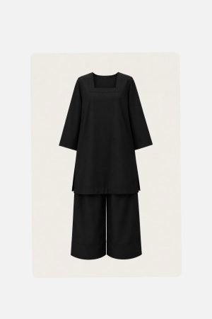 Black Kameez with Farshi Shalwar