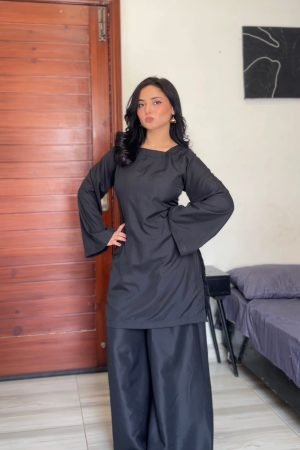 Black kameez with Flared plazo