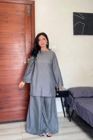 Grey Kameez With Flared Plazo